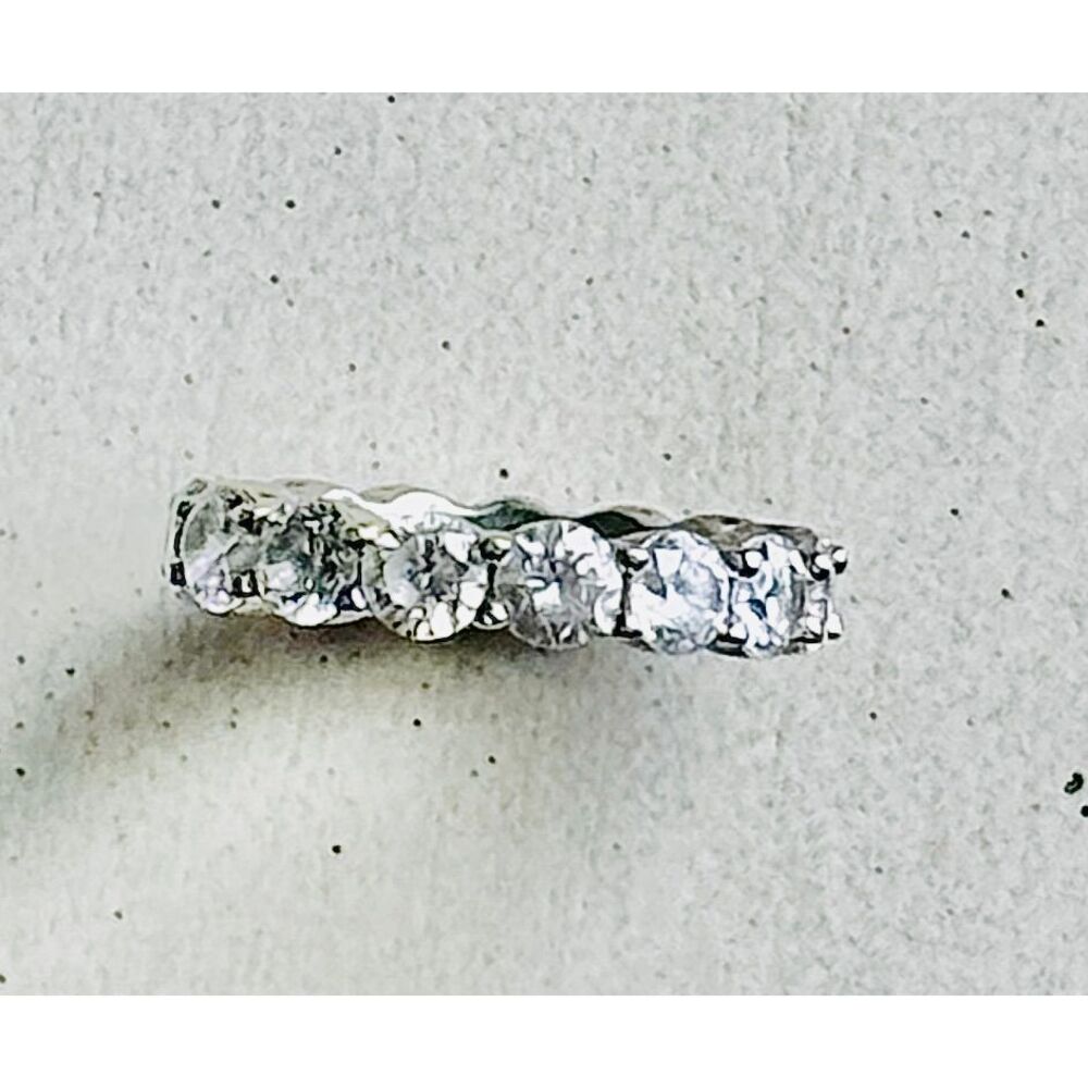 Elegant Cubic Zirconia Eternity Band Ring Silver Wedding Anniversary size 4